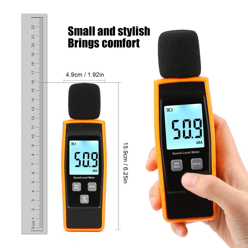 [Australia - AusPower] - Decibel Meter Sound Level Reader 30-130dB(A), Hand-held Sound Noise Meter with Backlight Alarm, Digital Noise Meter Decibel Monitoring Tester Calibrated Audio Noise Volume Measuring Instrument 