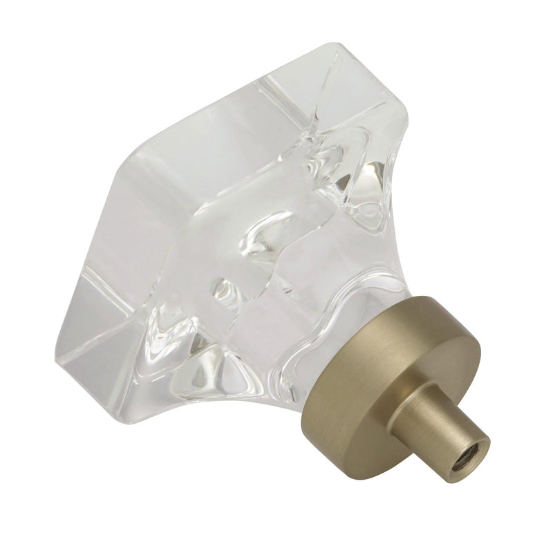 [Australia - AusPower] - Amerock | Cabinet Knob | Clear/Golden Champagne | 1-3/8 inch (35 mm) Length | Glacio | 1 Pack | Drawer Knob | Cabinet Hardware Square 