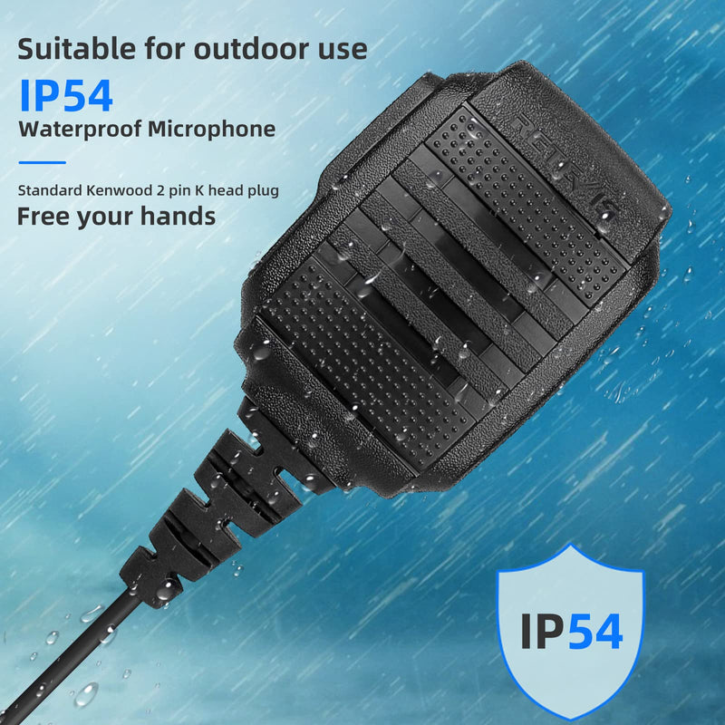 [Australia - AusPower] - Retevis IP54 Waterproof 2 Pin Speaker Mic, Compact Walkie Talkie Microphone for Baofeng BF-F8HP UV-5R BF-888S Retevis RT21 RT22 H-777 RT68 RT27 RT1 Arcshell AR-5 Two Way Radios (1 Pack) 