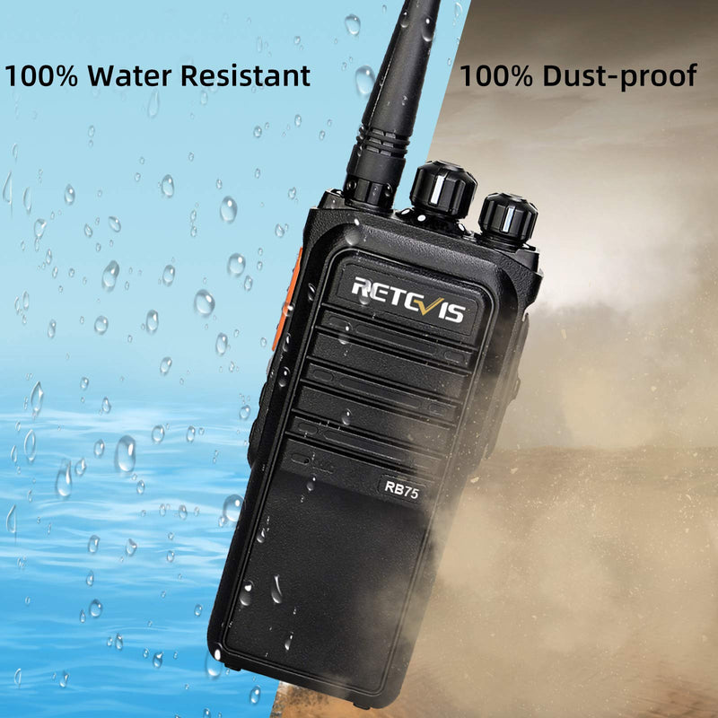 [Australia - AusPower] - Retevis RB75 GMRS Radio 4500mAh, Long Range Walkie Talkies for Adults IP67 Waterproof,Squelch Clear Sound, Hands Free 2 Way Radios VOX Outdoor(1 Pack) 