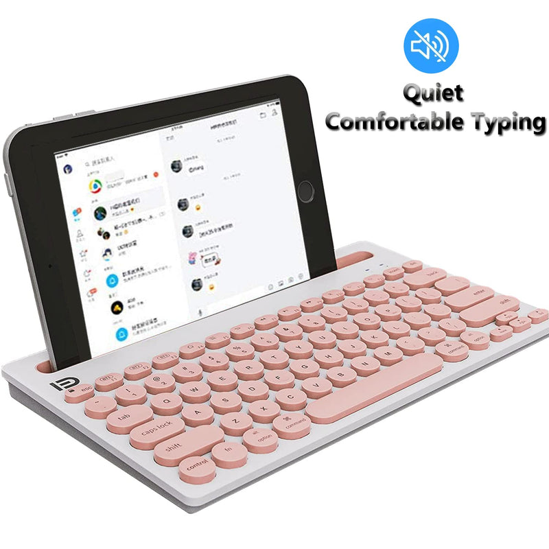 [Australia - AusPower] - Wireless Keyboard, Attoe Dual Channel Multi-Device Universal Cute Wireless Bluetooth Keyboard Portable Slim with 20m Connection Distance for Tablet Smart Phone PC Windows Android iOS Mac (Pink)… Pink 