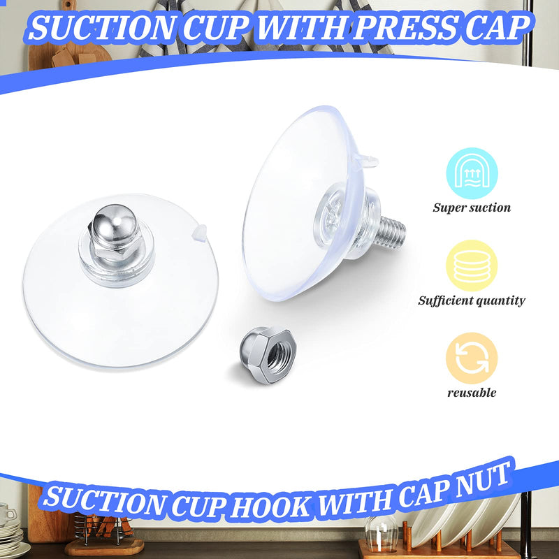 [Australia - AusPower] - 10 Pieces Suction Cups 4.4 cm/ 1.73 Inch Diameter Suction Cup Screw 0.39 Inch in Length PVC License Plate Suction Cups Hooks Clear Suction Cup with Cap Nut M6 Thread for Shade Cloth Acrylic Plate (10) 10 