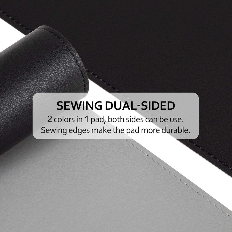 [Australia - AusPower] - Black/Gray Dual Sided PU Leather Desk Pad, 2021 Upgraded Sewing Laptop Mat, Waterproof Large Mouse Pad, Non-Slip Writing/Painting Mat Desk Blotter Protector for Office/Home 31.5"x15.8" (80x40cm) Black/Gray 