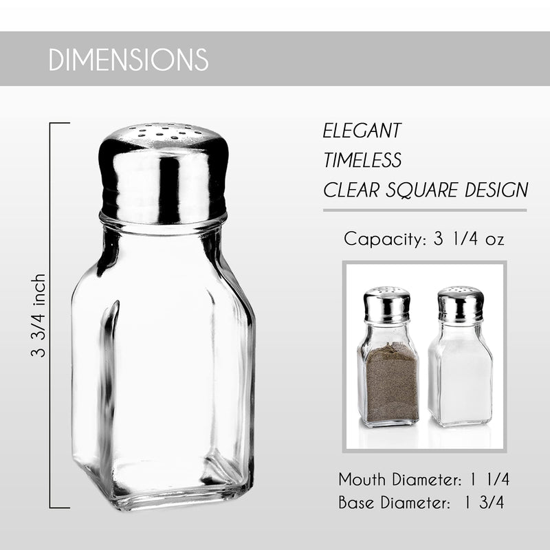 [Australia - AusPower] - Salt and Pepper Shakers Glass Set, Clear Home and Kitchen Design with Stainless Steel Lids 