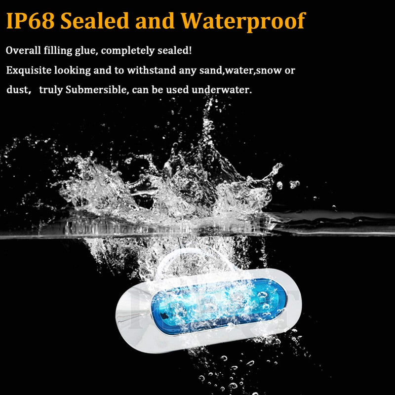 [Australia - AusPower] - PSEQT 3.8'' Waterproof Boat Marine LED Lights Courtesy Interior Deck Light Navigation Transom Stern Cabin Lighting for Pontoon Fishing Boat Kayak Sailboat Bass Boat Vessel 12V 24V (Blue 6Pcs) 6PCS Blue 