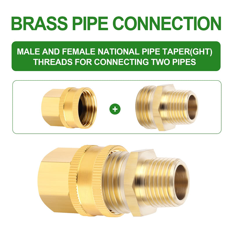 [Australia - AusPower] - TAISHER 12 Packs Brass 3/4" GHT x 1/2" NPT Hose Connectors, Hose Adapter Garden Hose Fittings and Adapters 6PCS (Female & Male) 3/4" Male x 1/2" NPT 