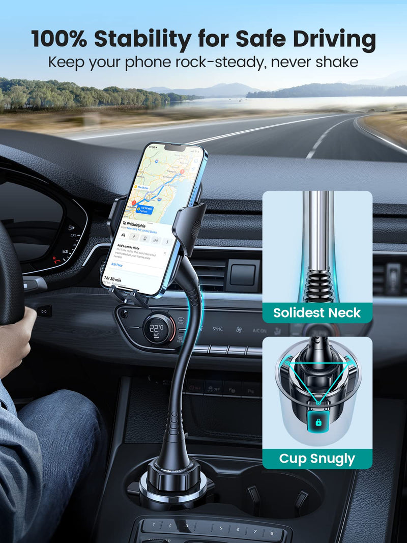[Australia - AusPower] - [All Phones & Cup Holders Friendly] VICSEED 15" Car Cup Phone Holder for Car, [Upgrade Solidest] Cup Holder Phone Mount Adjustable Gooseneck Cell Phone Cup Holder for Car for iPhone 13 12 Pro Max etc 