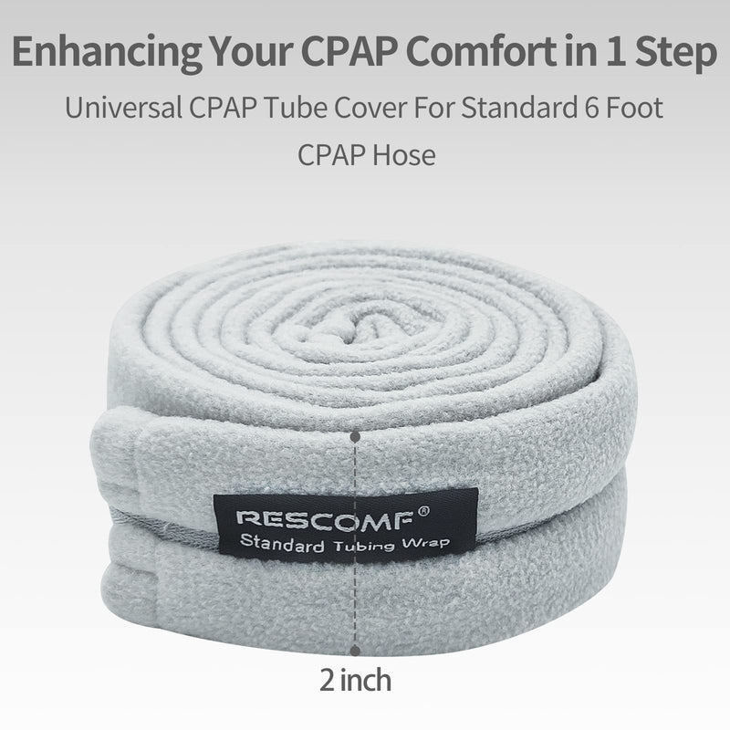 [Australia - AusPower] - CPAP Hose Cover with Zipper for Standard 6 Foot CPAP Tubing Reusable Comfort Fleece Tube Insulator Super Soft Washable Breathable Cover Gray 6 Feet 
