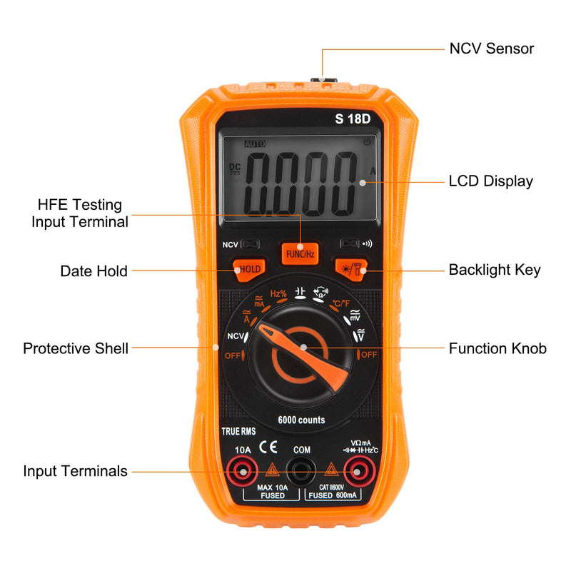 [Australia - AusPower] - Digital Multimeter Tester, Electrical Voltmeter Tester, Volt Multi Meter, Car Battery Tester Circuit Tester 
