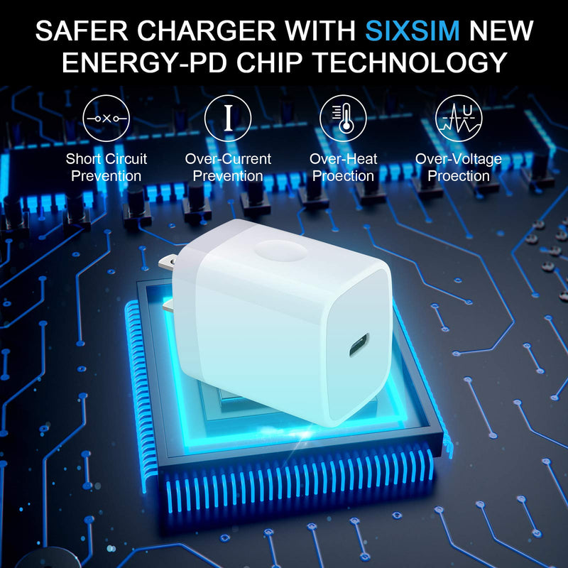 [Australia - AusPower] - USB C Wall Charger, USB C to USB C Cable 6FT, SIXSIM PD 20W USB C Power Adapter Fast Charging Block with 60W Type C Cable for Samsung Galaxy S22 Ultra 5G S22+ S21 FE S20 Ultra 5G S10 S9 S8 Plus Note20 white 