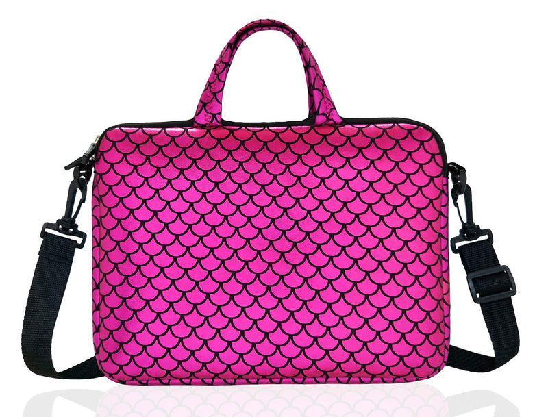 [Australia - AusPower] - 14-Inch Laptop Shoulder Carrying Bag Case Sleeve For 13" 13.3" 14 inch Macbook/Notebook/Ultrabook/Chromebook, Mermaid Scale (Purple) Red 