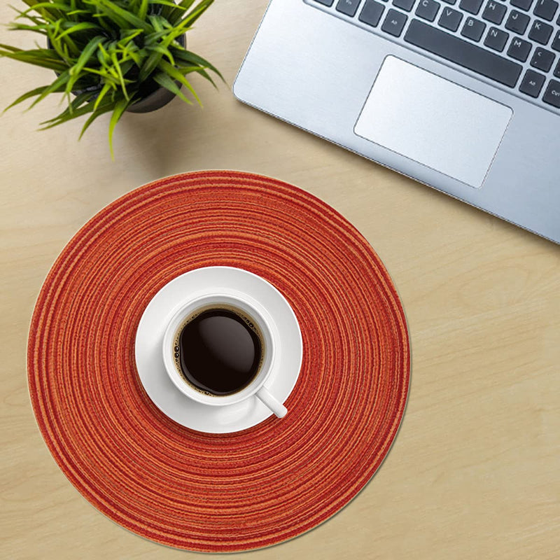 [Australia - AusPower] - unbanded Round Braided Placemats Set of 4, Cotton Round Table Placemats 15 inch for Home Wedding Party (Orange), 15 Round Mats 4 15" Round Mats 4 Orange 