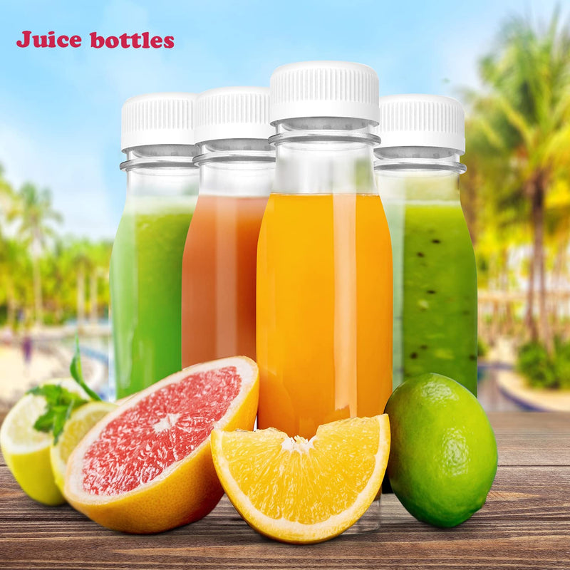 [Australia - AusPower] - 5 OZ Plastic Juice Bottles, Clear Bulk Beverage Containers, for Juice Milk and Homemade Beverages, with White Tamper Evident Lids, Pack of 10 