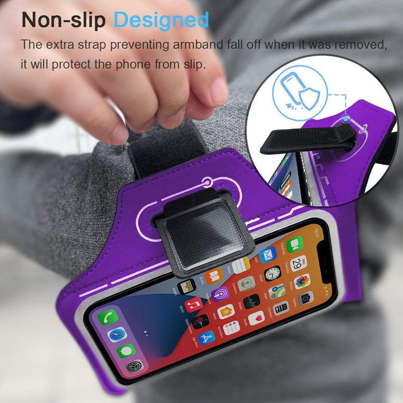 [Australia - AusPower] - iPhone 13 Pro Max, 12 Pro Max Armband, JEMACHE Gym Workouts Running Phone Arm Band for iPhone 13 Pro Max, 12 Pro Max, 11 Pro Max, Xs Max, 13, 12 with Airpods Holder (Purple) Purple 