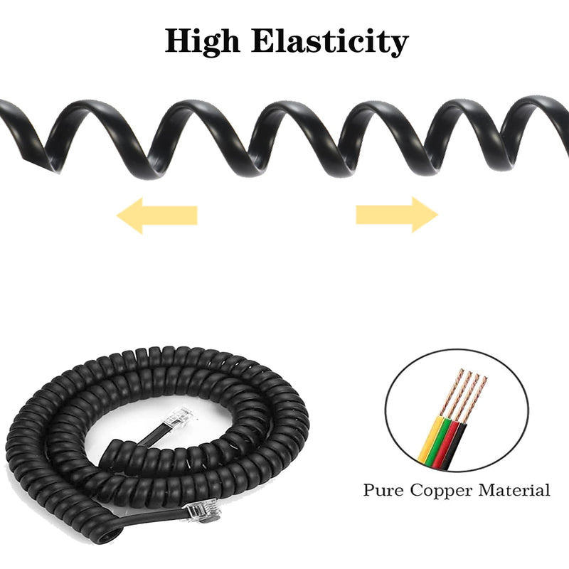 [Australia - AusPower] - Phone Cord Landline8Ft Uncoiled / 1.4Ft Coiled Landline Phone Handset Cable RJ9 4P4C Telephone Accessory- Black (10pack) 10pack 