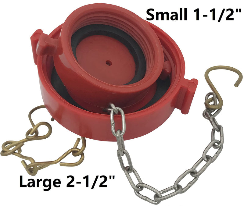 [Australia - AusPower] - SpringSpray (2 Pack) 2-1/2" NH/NST Plastic Fire Hose Connection Standpipe Cap Fitting and Chain Red Plastic Anti Theft FDC Cap Fire Equipment 2.5 Inch 