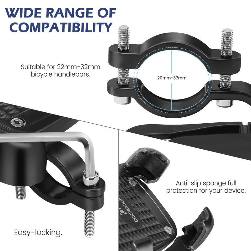 [Australia - AusPower] - Bike Phone Mount - Motorcycle Handlebar Mount 360 Rotation Universal Handlebar Bicycle Cell Phone Holder (Black) black 