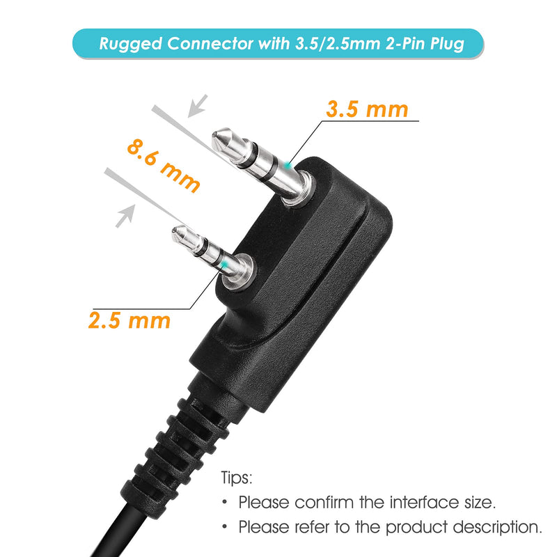 [Australia - AusPower] - COMMIXC Walkie Talkie Earpiece with Mic, On-Ear Back-Mounted Microphone Two Way Radio Headset with PTT, Compatible with Kenwood & Bao Feng Two-Way Radios 