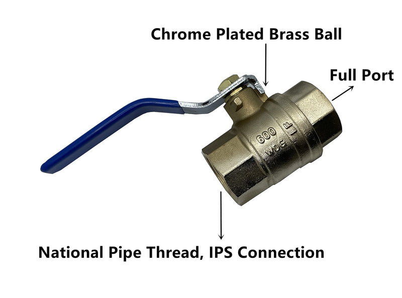 [Australia - AusPower] - 1" NPT Female Threaded IPS Ball Valve Full Port Water Stop Shut Off ,Heavy Duty Lead Free Brass,Quarter Turn ,Blue Handle 1 