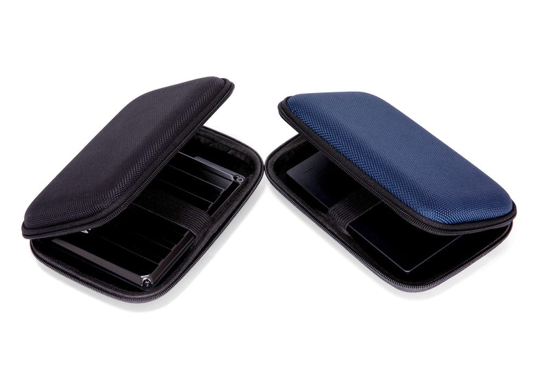 [Australia - AusPower] - Ginsco 2pcs EVA Hard Carrying Case for Portable External Hard Drive Power Bank Charger USB Cable Battery Case (Black+Blue) Black+Blue 