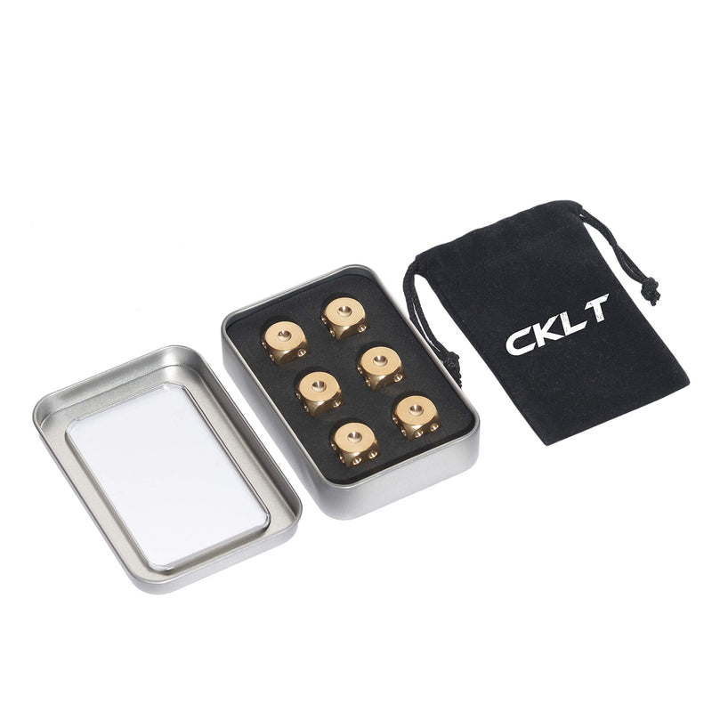 [Australia - AusPower] - Metal Dice Set 6pcs, Solid Brass Dice with Gift Metal Case and Portable Bag, 6 Sided Metal Dice for Tables Board Game, Poker Party Role Playing Games 