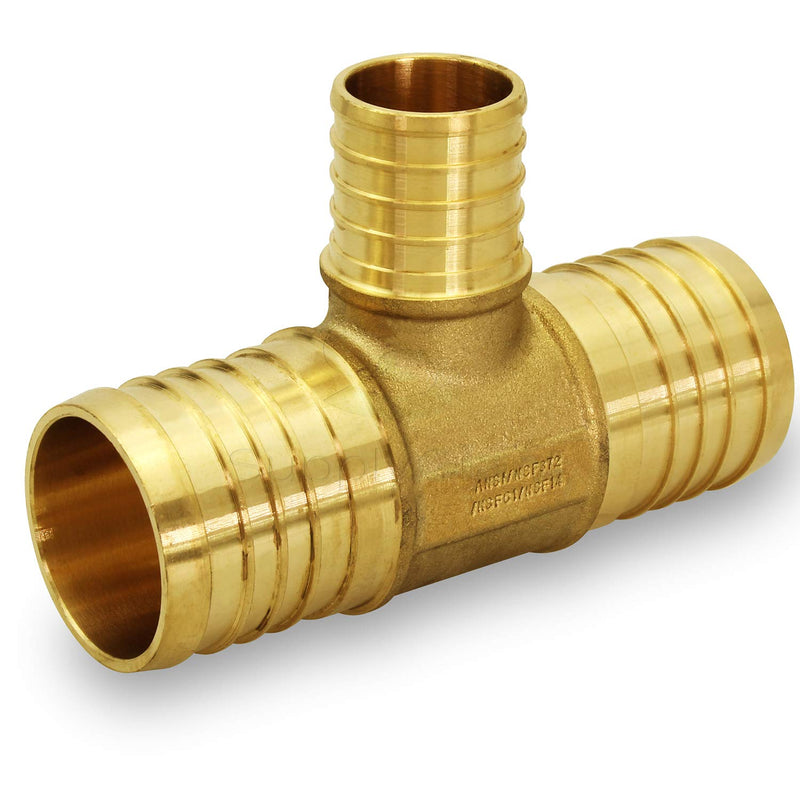 [Australia - AusPower] - Supply Giant QYSU1112-OM PEX Barb Reducing Tee Pipe Fittings 1" x 1" x 1/2'' Brass 1" X 1" X 1/2" Single 