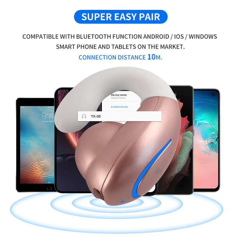 [Australia - AusPower] - Bluetooth Headset, Sunffice Single Ear BT5.0 Ultralight Wireless Headphone Cell Phone Earpiece Ear Clip with Mic, Noise Canceling Handsfree Driving Earbud for iPhone, Android,Samsung Smartphone(Pink) Pink 