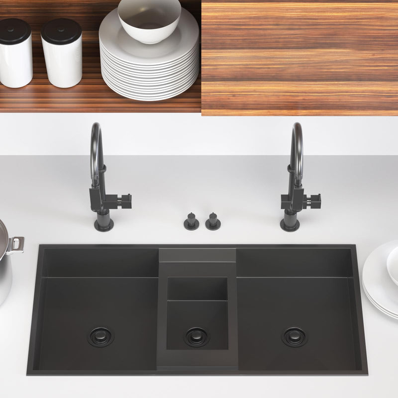 [Australia - AusPower] - Kitchen Sink Garbage Disposal Flange and Sink Stopper,fit Stainless Steel 3-1/2 inch Standard Sink Drain Opening Kitchen Sink Replacement Accessories (Black) Black 