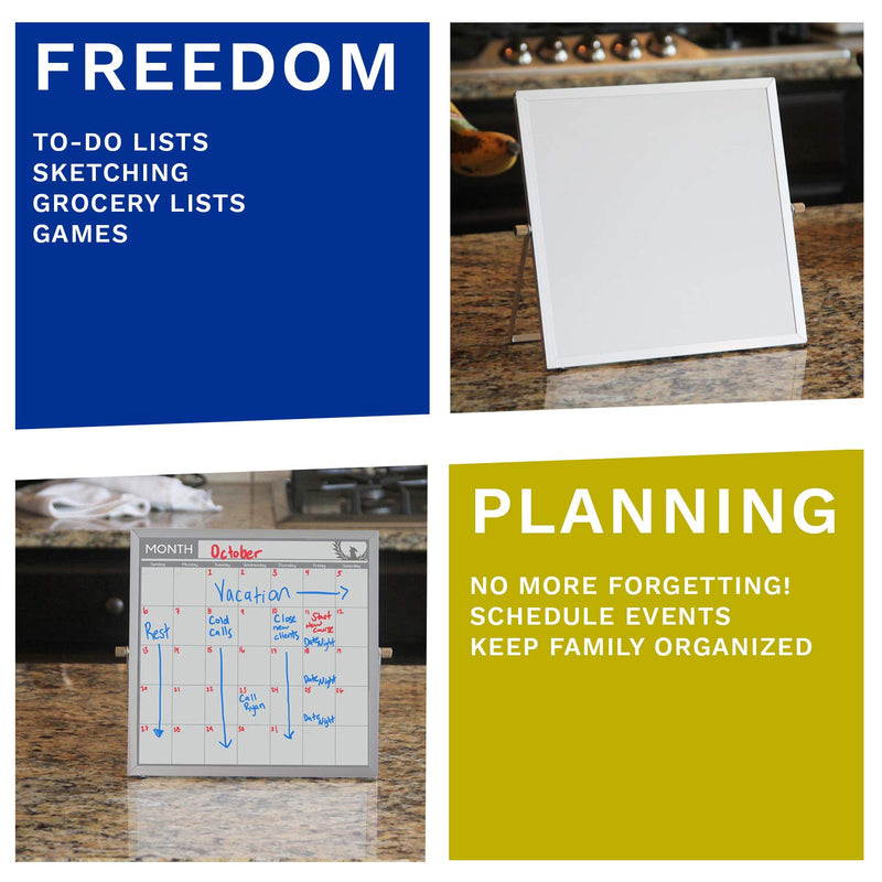 [Australia - AusPower] - Small Double Sided White Board Calendar - Mini Portable Desktop Dry Erase Board with Stand & Small Monthly Calendar Whiteboard Planner with Reversible to Do List - 10" x 10" - Desk, Office, and Home 10"x10" 