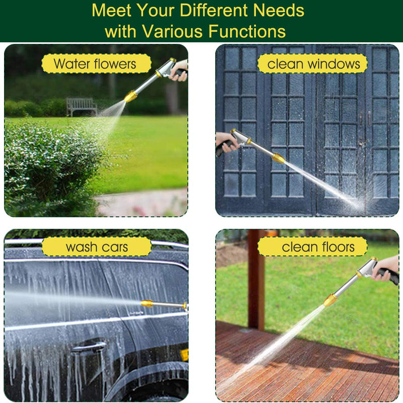 [Australia - AusPower] - Upgrade Water Hose Nozzle Long Rod Garden Hose Nozzle Heavy Duty metal Brass sprayer 360° Rotaing spray gun for car wash, Plants and Lawn,Patio Gardening, Pets Shower Hose Nozzle + Quick Connector 