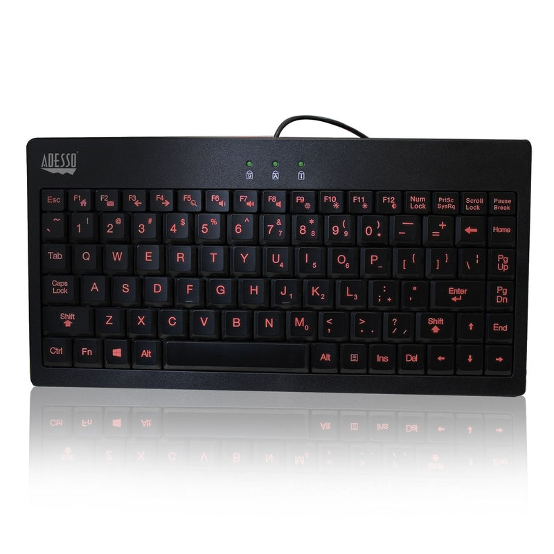 [Australia - AusPower] - Adesso AKB-110EB - SlimTouch 110 3-Color Illuminated Mini Keyboard, 12 inches, Black 