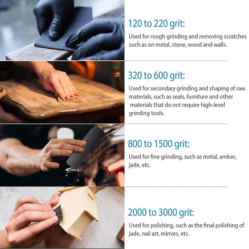 [Australia - AusPower] - 120 To 3000 Assorted Grit Sandpaper for Wood Furniture Finishing, Metal Sanding and Automotive Polishing, Dry or Wet Sanding, 9 x 3.6 Inch, 36-Sheet SP36 