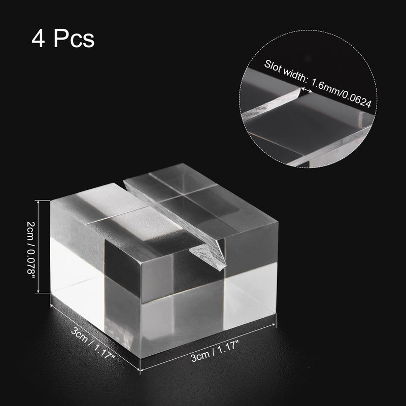 [Australia - AusPower] - MECCANIXITY Clear Acrylic Stand, Cards Sign Holders Table Numbers Display Stands for Exhibition and Wedding, 1.17x1.17inch (LxW), 2cm Thickness (Pack of 4pcs) 