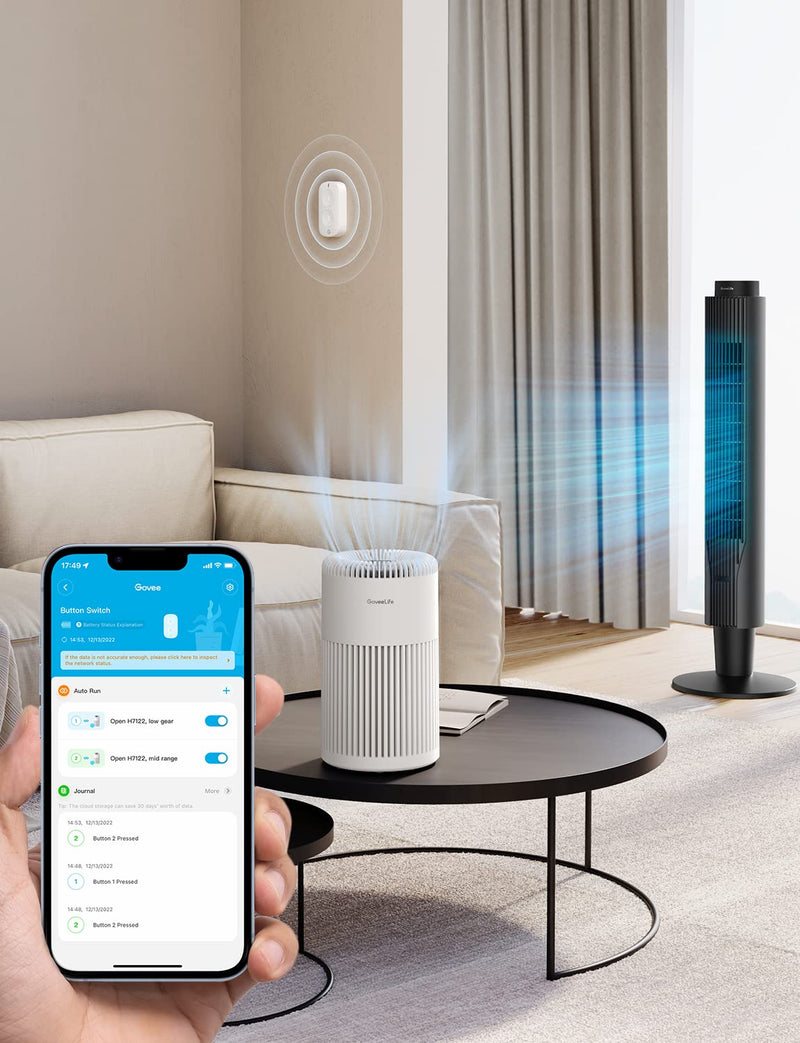 [Australia - AusPower] - Govee Life Smart Mini Double Button Switch, Group Control Unlimited Devices, Versatile Wireless Control Button, Battery Powered, Supports Most Govee Smart Products 