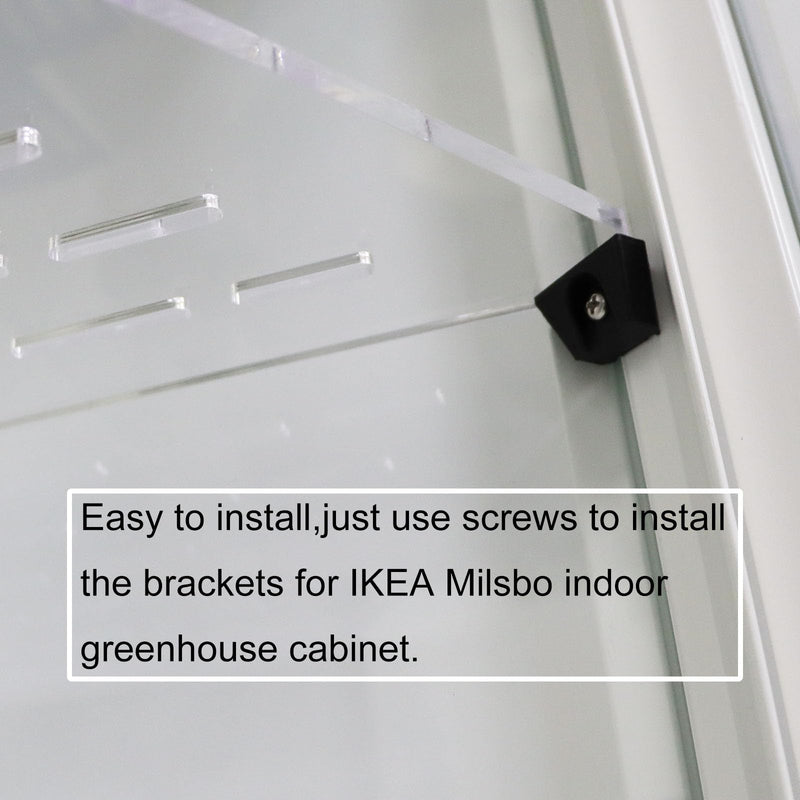 [Australia - AusPower] - PIAOLGYI Shelf Bracket for IKEA Milsbo Indoor Greenhouse Cabinet,Accessories Compatible with IKEA Milsbo Glass Cabinet,Black(Not Include Shelves) 