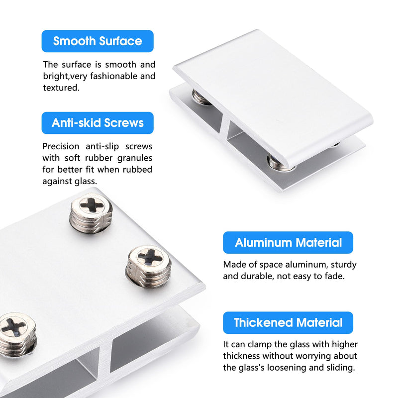 [Australia - AusPower] - Kitmose 8 PACK Glass Clamp,180 degree glass to glass clamp,Adjustable Double Side Aluminum Alloy Glass Shelf Support Bracket,Glass Clip Holder for 8-10mm Thickness suitable for glass thicknesses of 8-10mm 