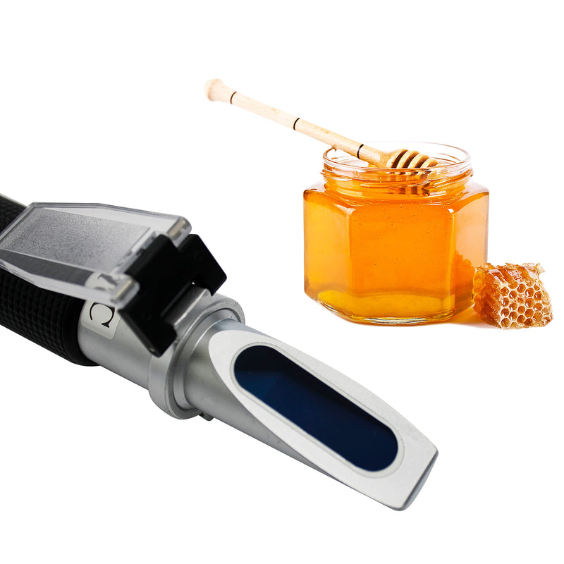 [Australia - AusPower] - HFS(R) Honey Refractometer for Honey Moisture, Brix and Baume, 3-in-1 Uses, 58-92% Brix Scale Range Honey Moisture Tester, with ATC, Ideal for Honey, Maple Syrup, and Molasses, Bee Keeping Supplies 3-in-1 Refractometer 