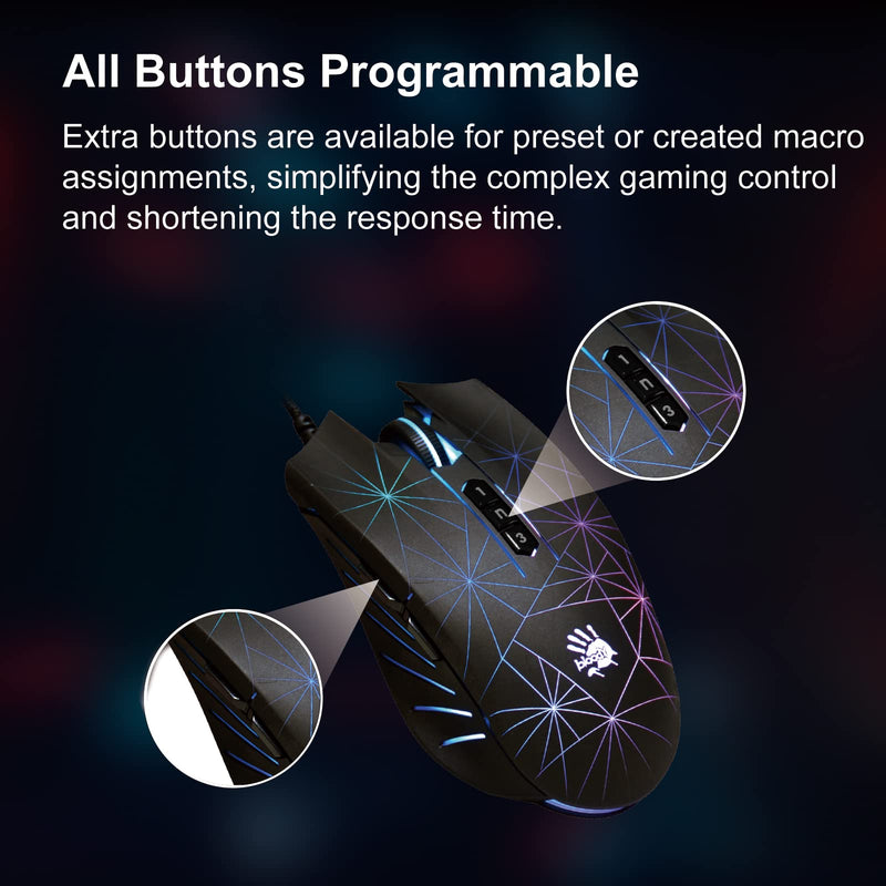 [Australia - AusPower] - Bloody P81s Optical Gaming Mouse with Light Strike (LK) Switch & Scroll, Max 8000 CPI, 2000Hz Report Rate, 256K Onboard Memory, Fully Programmable with Advanced Preset Macros (Starlight) starlight 