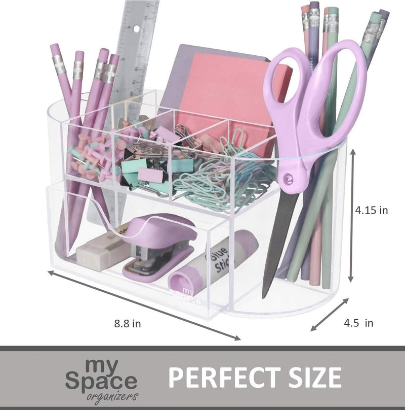[Australia - AusPower] - Desk Organizer Pen Holder Acrylic for Office Supplies and Desk Accessories Clear Office Organization Desktop Organizer for Room College Dorm Home School (Clear) 