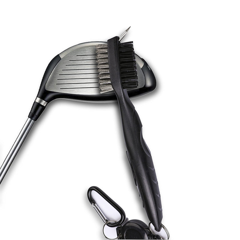 [Australia - AusPower] - Aebor Golf Towels, Microfiber Waffle Pattern Tri-fold Golf Towel - Brush Tool Kit with Club Groove Cleaner, with Clip Men Women Golf Gifts and Golf Accessories (2 Black Towel+Black Brush) 2 Black Towel+black Brush 