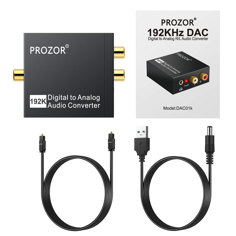 [Australia - AusPower] - PROZOR 192KHz Digital to Analog Audio Converter DAC Digital SPDIF Optical to Analog L/R RCA Converter Toslink Optical to 3.5mm Jack Adapter for PS3 HD DVD PS4 Amp Apple TV Home Cinema 