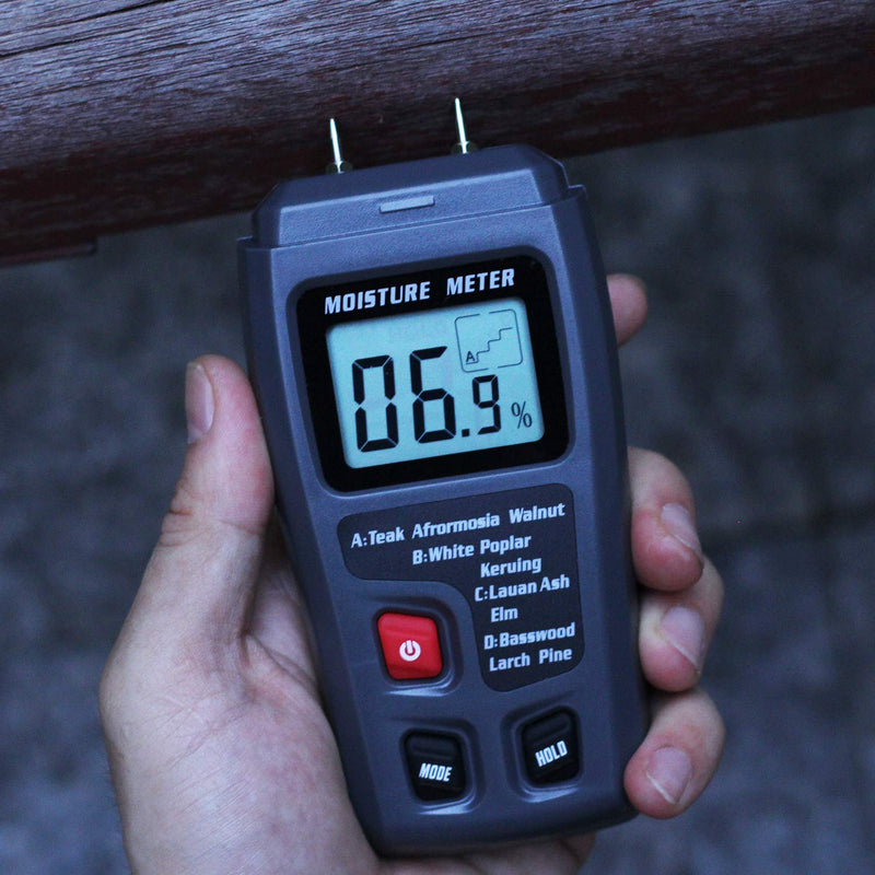 [Australia - AusPower] - Bside EMT01 Digital Wood Moisture Meter Handheld 2 Pins Timber Lumber Damp Humidity Detector Tester with Large LCD Display 