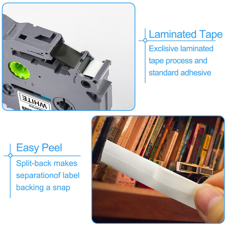 [Australia - AusPower] - 5 Pack Compatible with Brother Label Maker Tape,P Touch Label Tape TZe-231 TZe TZ Tape 12mm 0.47 Laminated White Labeler Refills for PTD210 PTH110 PTD400AD 0.47" x 26.2'(12mm x 8m),Black on White 5 