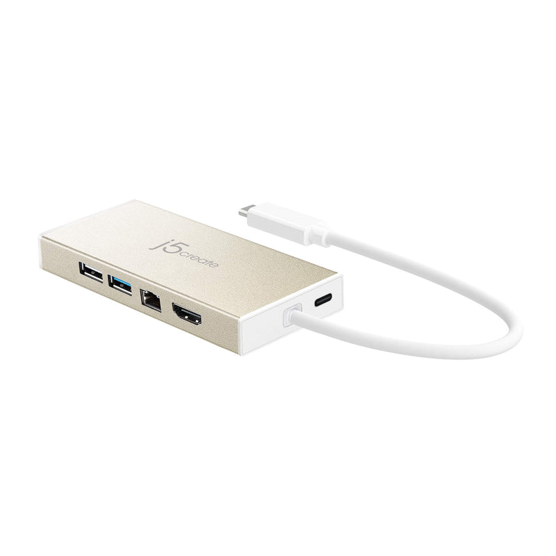 [Australia - AusPower] - j5create USB-C 3.1 Mini Hub- USB 3.1/3.0/2.0| HDMI 1920 x 1200 @ 60 Hz/VGA 1920 x 1200 @ 60 Hz | Gigabit Ethernet | Compatible with USB C Devices 