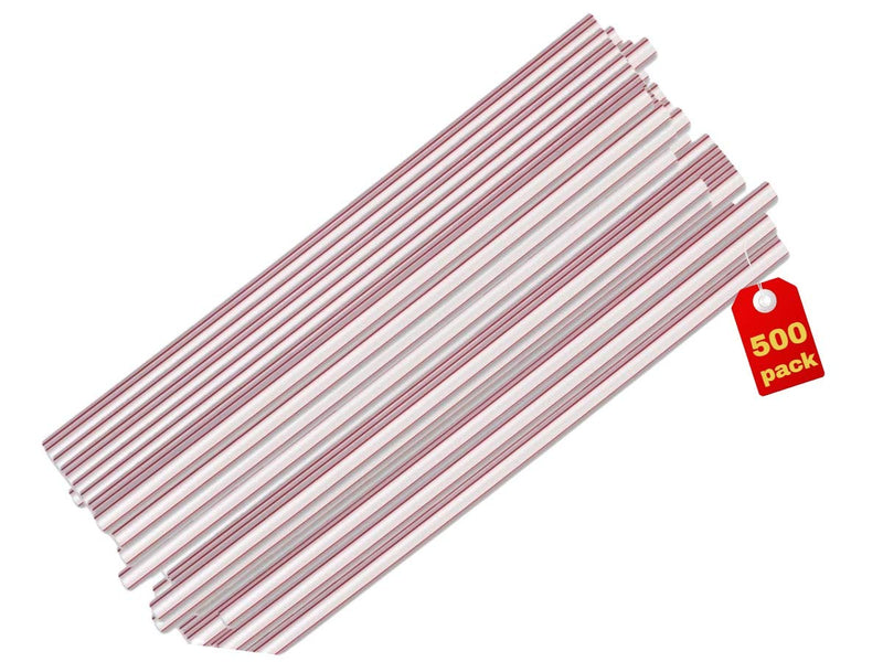 [Australia - AusPower] - 1InTheHome Jumbo Straws, Plastic Drinking Straws Red And White Striped, 500 Pack Disposable Straws 