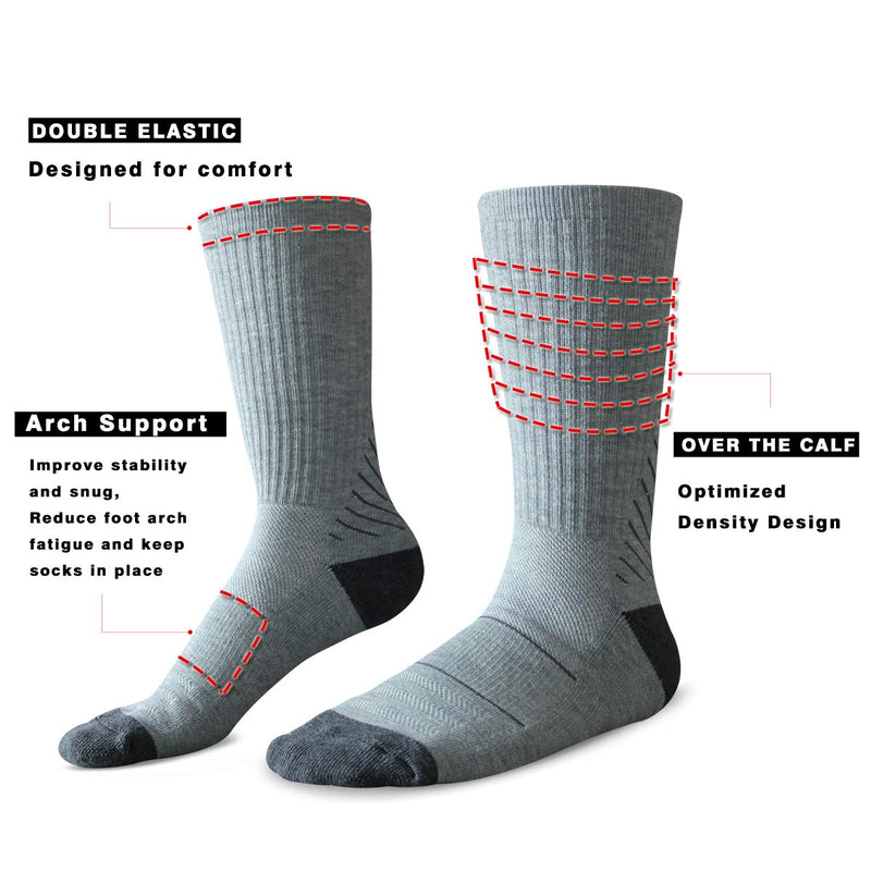 [Australia - AusPower] - COOVAN Men's 6P-Pack Premium Athletic Crew Socks Men Thick Cushion Casual Work Sock With Moisture Wicking White 6 One Size 