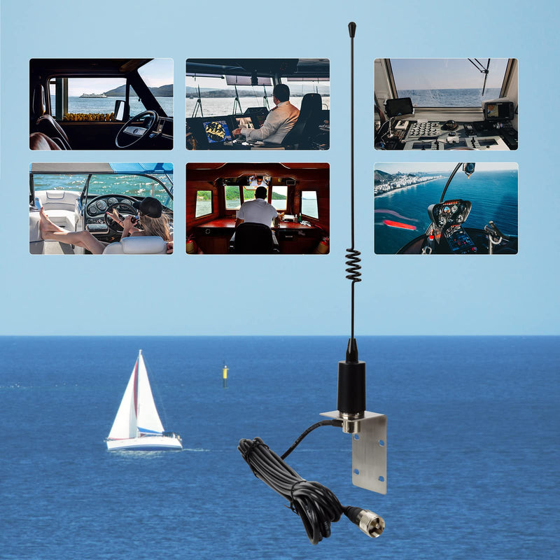 [Australia - AusPower] - UAYESOK VHF Marine Antenna Low Profile Boat Antenna Stainless Steel Whip for Cobra Icom Uniden Standard Horizon Marine Radio VHF Radio W/16.4ft RG-58 coaxial Cable,L-Mount Bracket 