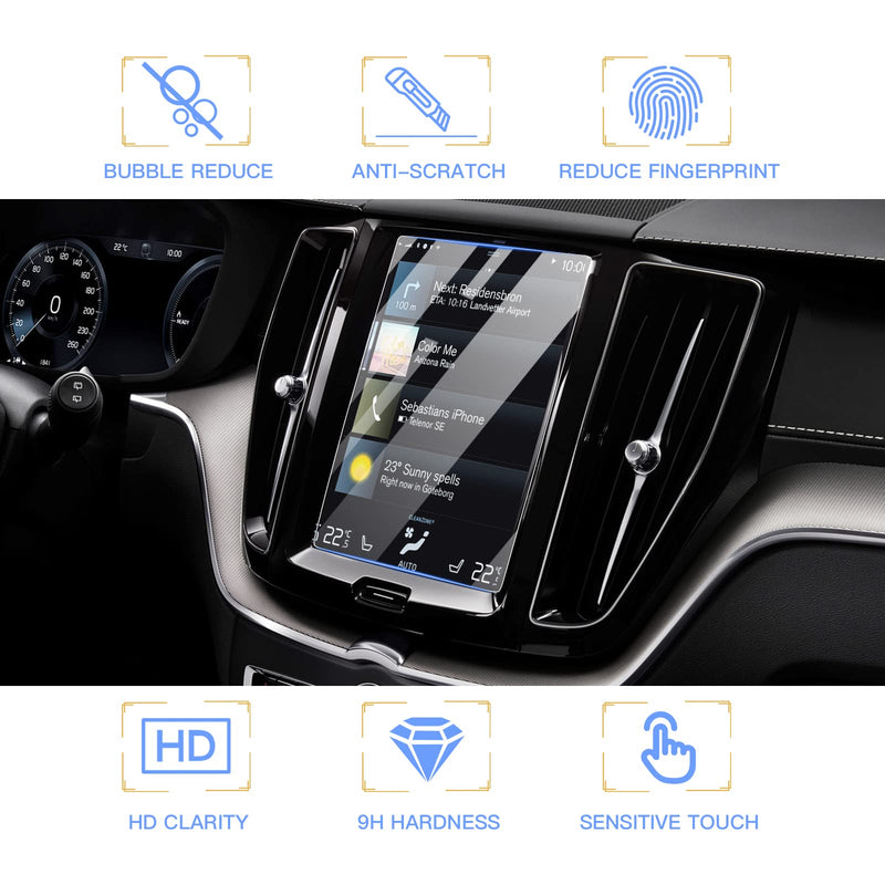[Australia - AusPower] - Glass Screen Protector for 2016-2021 V90 XC60 XC90 Sensus Accessories Infotainment Display Screen Protector Foils Tempered Glass 9H Anti-Scratch Navigation Center Control Touchscreen Protective Film (Media + Climate) Media + Climate 