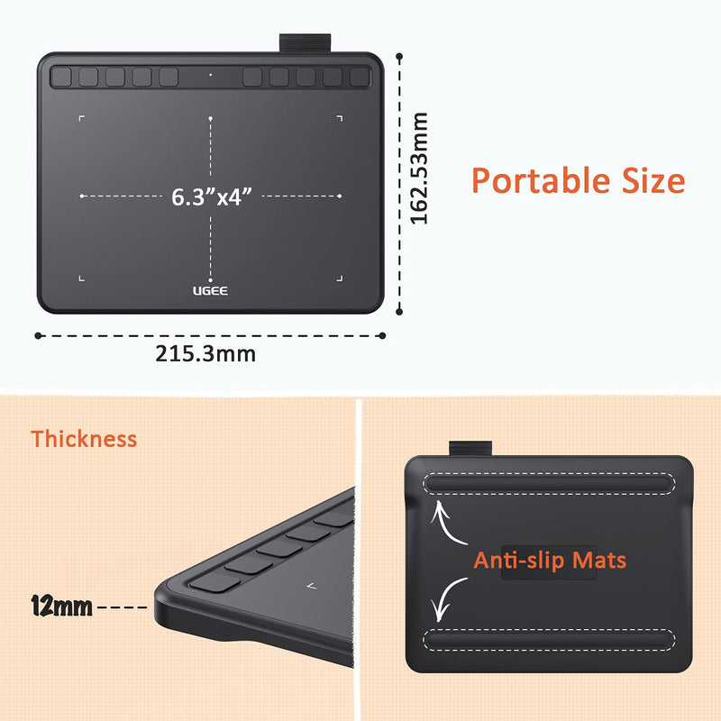 [Australia - AusPower] - Drawing Tablet, UGEE Computer Graphics Tablets with 10 Hot Keys, 6.5x4 inch OSU Tablet with Battery Free Stylus of 8192 Levels Pressure Sensitivity,Digital Pen Art Pad for Mac/Linux/Windows PC/Android 6.4x4 inch Graphics Drawing Tablet wire 