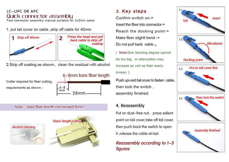 [Australia - AusPower] - 10pcs LEITE LC UPC Fiber Optic Quick Connector wiht Matched Tools Fiber Reusable Connectors Single Mode Mechanical Fast Connectors Adapter for FTTH CATV Network Instrument LC/UPC 